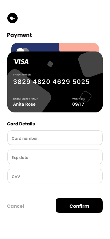 Shopify based Ecommerce app payment screen